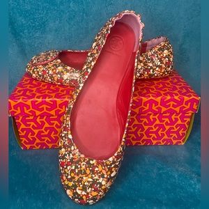 Tory Burch Multicolored Patent Leather Printed Ballet Flats
